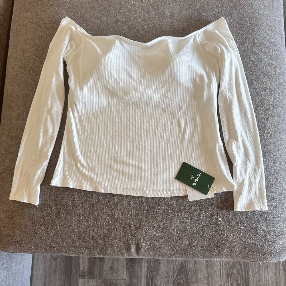 Halara White Ribbed Shirt